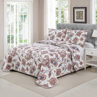 Ensemble de couvre-lit matelassé à ultrasons imprimé, couvre-lit matelassé de luxe imprimé pour toutes les saisons avec couvre-lit et taies d'oreiller