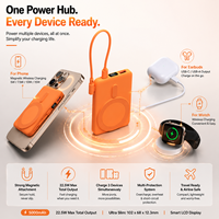 Batterie externe magnétique sans fil 5000 mAh, charge rapide 22,5 W, chargeur portable mince avec écran LCD