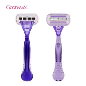 มีดโกนขนสำหรับผู้หญิง Goodmax แบบ 4 ใบมีด สำหรับโกนทั่วร่างกาย พร้อมด้ามจับแบบเลื่อน สีม่วง - Product Image 1