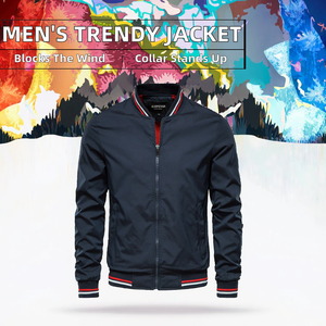 Chaqueta Bomber Vintage para Hombre, Cortavientos, con Cremallera y Cuello Alto, para Primavera y Otoño - Product Image 2