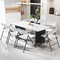 Table pliante légère en plastique gris THD, design moderne, populaire pour le camping, les barbecues, les banquets, les écoles, les parcs, les repas, les hôpitaux