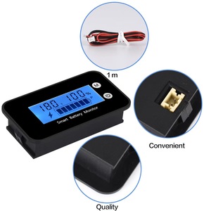 Dc 7V-100V nhiệt độ + báo động màu xanh/màn hình trắng không thấm nước pin Màn hình chỉ số dung lượng pin xe máy Vôn kế - Product Image 5