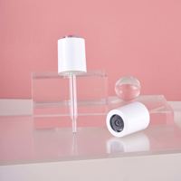 Flacon cosmétique transparent en PETG de 15 ml avec bouchon pompe blanc, rechargeable, vide, pour sérum et essence