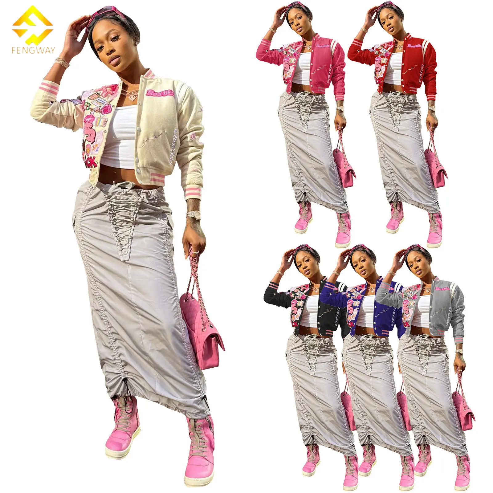 2023 Spring Fall Casual Women Jacket Coat Fashion Printed Baseball Jacket Women Bomber Jacket For Women