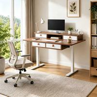 Bureau de travail moderne électrique réglable en hauteur avec tiroirs, idéal pour le télétravail et respectueux de l'environnement