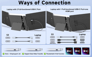 Produttore 14 pollici 1080P FHD IPS doppio schermo pieghevole S3 Tri portatile Extender Monitor da gioco per Laptop 13 "-17.3" - Product Image 3