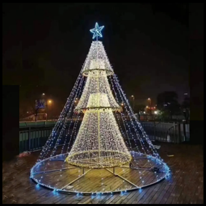 Giant outdoor waterproof Christmas metal cone tree motif <b>light</b> with <b>star</b> <b>led</b> <b>lights</b> - Product Image 1
