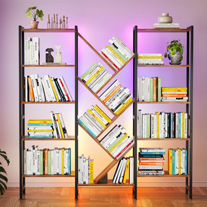 Estantería Etagere, Librería con 17 Estantes Abiertos, Librería Moderna con Forma de Árbol y Tira de Luz RGB - Product Image 1