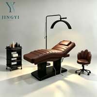 4-Motoren Moderne Elektrische Kosmetikliege Salon-Schönheitsbett Gesichts-Spa-Massageliege Höhenverstellbar Beige Geschwungene Wimpernliege