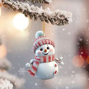 Lindo muñeco de nieve de punto con gorro y bufanda, adornos navideños, colgantes de muñeco de nieve de felpa suave, decoración para árbol de Navidad, hogar y fiestas. - Product Image 5