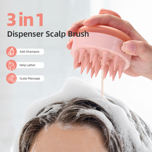 Refillable Hair Washer Dispenser Silicone Scalp Massager Scrubber <b>Brush</b> Custom Logo Deep Clean Scalp Exfoliator For Hair Growth - Product Image 1