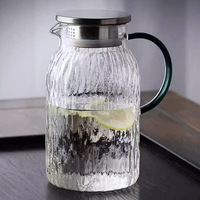 Carafe en verre borosilicate résistant à la chaleur et au froid, martelée et embossée, pour jus, bière, thé, café, eau, boissons
