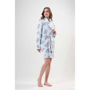 KADIN SOFT SAL YAKA UZUN KOL KISA CEPLI SABAHLIK - สีฟ้าคริสตัล - สีฟ้าคริสตัล - Product Image 3