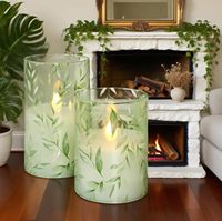 Bougies vertes sans flamme avec télécommande, design feuille de saule, fonctionnant sur piles – Décoration écologique pour la maison pour Noël et Diwali