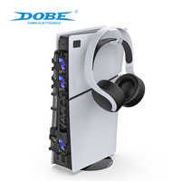 Ventilateur de refroidissement RGB à contrôle de température TP5-3538D pour console PS5 Slim, support vertical pour PS5 Slim + support pour casque