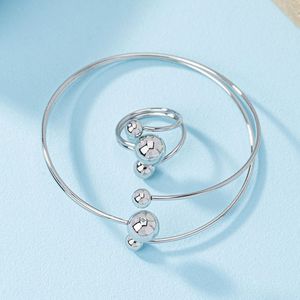 Vintage basit altın Metal horoz ve top yüzükler kadınlar erkekler için açık bilezik yüzük seti hediye takı - Product Image 5