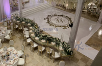 Table de Banquet Serpentine Moderne de Luxe pour Événements Royaux, en Acier Inoxydable avec Plateau en Verre, Table de Mariage