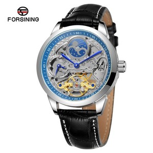 China Brand Customized Business Luxury <strong>Skeleton</strong> <strong>Automatic</strong> <strong>Watch</strong> with Pointer Dial Genuine Leather Strap for <strong>Men</strong> - Product Image 3