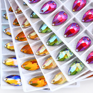 Oleeya nhà máy 5A Chất lượng cao Shinny pha lê AB Giọt Nước Mắt thủy tinh may trên thạch bán buôn lỏng pha lê hạt may Giày - Product Image 5