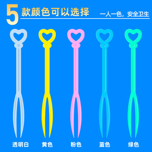 Fourchettes à fruits en plastique colorées pour la famille, 1000 pièces par boîte, jetables, grand emballage, petites brochettes/fourchettes - Product Image 2