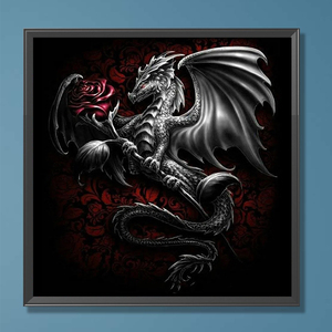 1PC 40*40cm DIY Black <strong>Dragon</strong> Rose Diamond Painting <strong>Art</strong> Craft Full Round Beads Creative Diamond Painting Kit for Wall Decoration - Product Image 3