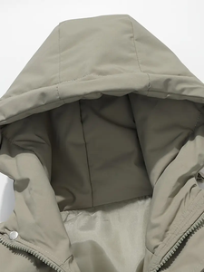 แจ็กเก็ตมีฮู้ดกีฬาลำลองของผู้ชายผ้าโพลีเอสเตอร์สีพื้นไม่ยืดแขนยาวซิปขึ้น - Product Image 5