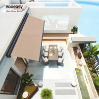 Hooeasy Extérieur Jardin Balcon Patio Toit Électrique Bras Pliant Auvent Cassette Complète Automatique Motorisé Auvents Rétractables