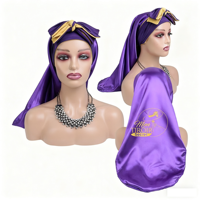Bonnets en satin soyeux réversible à double couche avec logo personnalisé en gros, bande élastique longue, bonnet extra long pour tresses, perruques bouclées