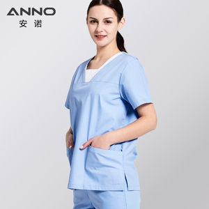 <span class=keywords><strong>Divisa</strong></span> <span class=keywords><strong>Ospedaliera</strong></span> Classica Anno Fashion Wear con Collo a V Azzurro per Uomini e Donne, Uniforme Medica Tessuta - Product Image 3