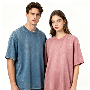 Camiseta Personalizada de Cuello Redondo, 100% Algodón, Lavado Ácido, Corte Holgado, para Hombre, Estilo Urbano - Product Image 2