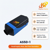 Chauffage au diesel OkyRie AS50-1 5KW 12V 24V 17000BTU pour voiture, camion, camping-car, fourgonnette, chauffage de stationnement au diesel avec télécommande LCD