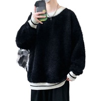Pull-over homme col rond, style hiver, ample et épais, chaud, pour jeunes et étudiants, tendance mode.
