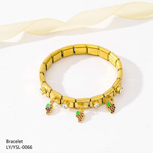 <span class=keywords><strong>Pulsera</strong></span> de Acero Inoxidable en Oferta, Joyería de Moda, Serie Frutas Dulces, Colgante con Dijes, <span class=keywords><strong>Pulsera</strong></span> Chapada en Oro para Mujer - Product Image 1