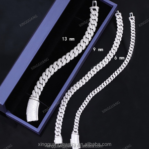 Chaîne cubaine en argent 925 testée au diamant, style Hip Hop, entièrement pavée de moissanite VVS, 6mm 9mm 13mm, pour hommes - Product Image 5