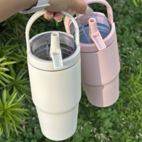 Gobelet isotherme portable en acier inoxydable de 20 oz avec poignée, double paroi sous vide, tasse à café de voyage, mug à eau pour voiture, logo personnalisé disponible