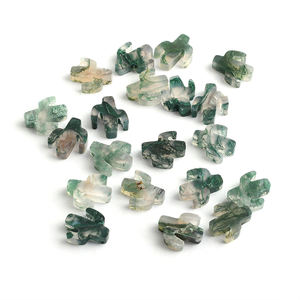 Natürliche Edelsteine Moos-Agat individuell geschnittene Größe Form Großhandel hochwertige Sonderform doppelseitiger flachschneidbarer Edelstein Moos-Agat - Product Image 3