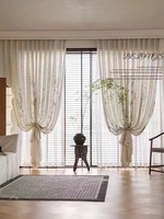 Rideau brodé sur mesure, esthétique lin, nouveau style national chinois, héritage culturel Han, voilage occultant