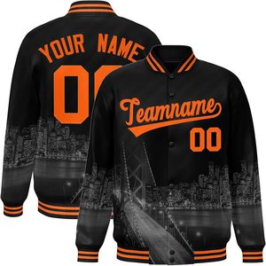 Blouson Bomber Unisexe Léger Personnalisé Style Universitaire Imprimé Urbain Lettres et Numéros Brodés Tenue Décontractée Automne - Product Image 1