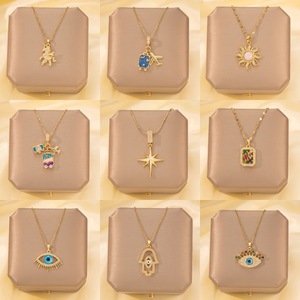 Collier pendentif en zircon à la mode transfrontalière, accessoires, plaqué or véritable 18 carats, collier <span class=keywords><strong>haut</strong></span> de gamme pour femmes, vente en gros d'usine - Product Image 1