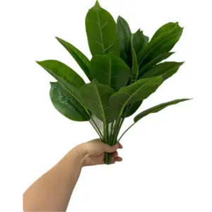 Plantas artificiais de folhas permanentes para jardim, folhas artificiais de pássaros do paraíso, folhas tropicais, strelitzia, bananeira de 12 folhas, vaso para decoração de jardim, verde