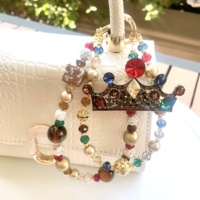 Chaîne de téléphone portable de luxe rétro avec couronne de diamants, porte-clés, double chaîne pour téléphone portable, chaîne anti-perte pour femme, personnalisable