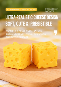 Cheese <b>Squishy</b> Toy TPR Material Soft Squeeze Slow Rising Stress Relief Sensory Fidget Toy Cute <b>Food</b> Shape Desktop Toy Boys Girls - Product Image 6