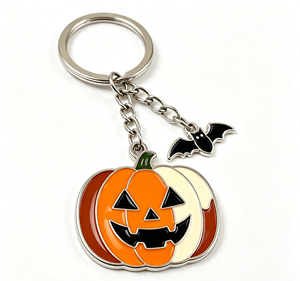 Halloween Pumpkin Metal Key Chain Alloy Keyring Enamel Bat Pendant <b>Custom</b> Gift Souvenir - Product Image 2