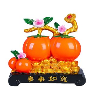 Adorno de resina Persimmon Ruyi, decoración de estilo chino para sala de estar, entrada, regalo de inauguración de la casa - Product Image 5