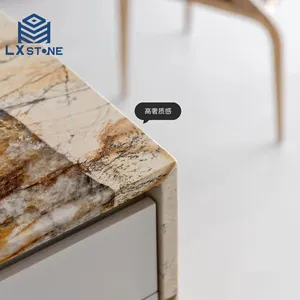 LX Modern Kitchen Design Pandora White Marble Countertop Stone Island Top