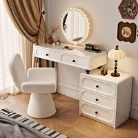 Table de maquillage/coiffeuse vintage de style français pour petit appartement, luxe léger, simple, avec charge sans fil, en bois massif