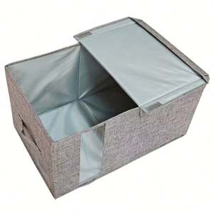 Decorative Large Linen Closet Organizer Collapsible <b>Storage</b> <b>Bins</b> With Handles Fabric <b>Storage</b> <b>Box</b> - Product Image 1