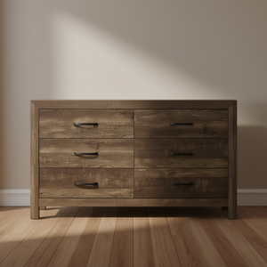 Comò in Legno Stile Rustico con 4 Cassetti, Finitura Marrone, Maniglie Nere, Arredamento Camera da Letto - Product Image 2