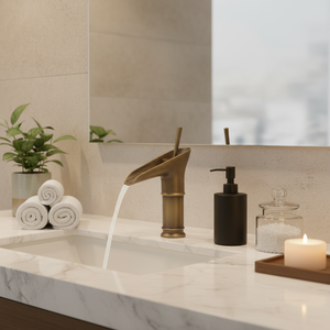 Classic Deck Mounted Cascata Lavandino Rubinetto Del Bagno <span class=keywords><strong>bronzo</strong></span> <span class=keywords><strong>Antico</strong></span> Bacino Calda e Fredda Miscelatore Acqua di Rubinetto S-8007 - Product Image 3