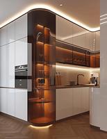 Buffet compact sur mesure avec surface anti-rayures, meuble autoportant pour petit condo, café ou salle à manger